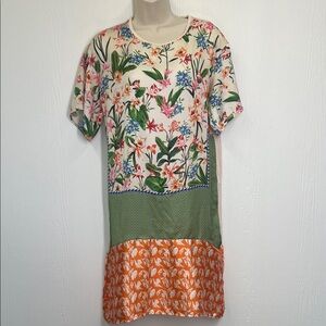 Zara - Multi Colored Patterned Short Sleeve Lightweight Boho Mini Dress Size SM